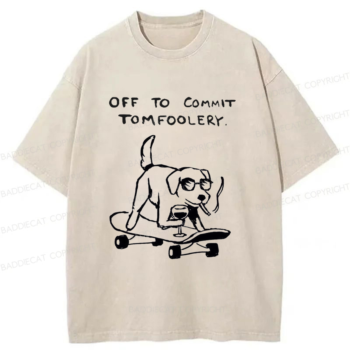 Baddiecat Cool Dog Is Ready To Do Something Bad Washed T-shirt