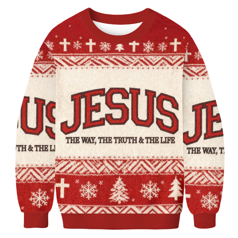 Baddiecat Jesus The Way The Truth The Life Christmas Ugly Sweatshirt