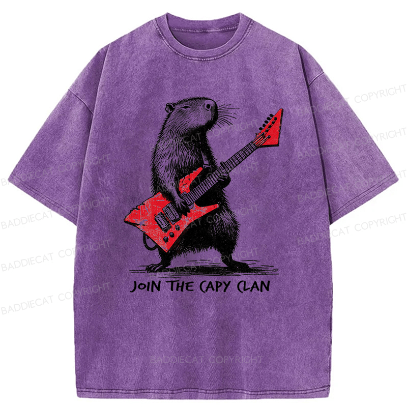 Baddiecat Capybara Rock Washed T-shirt