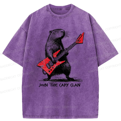 Baddiecat Capybara Rock Washed T-shirt