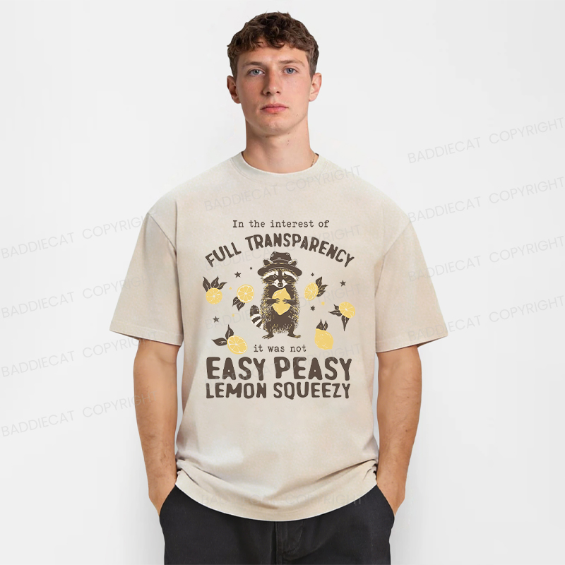 Baddiecat Raccoon Easy Peasy Lemon Squeezy Washed T-shirt
