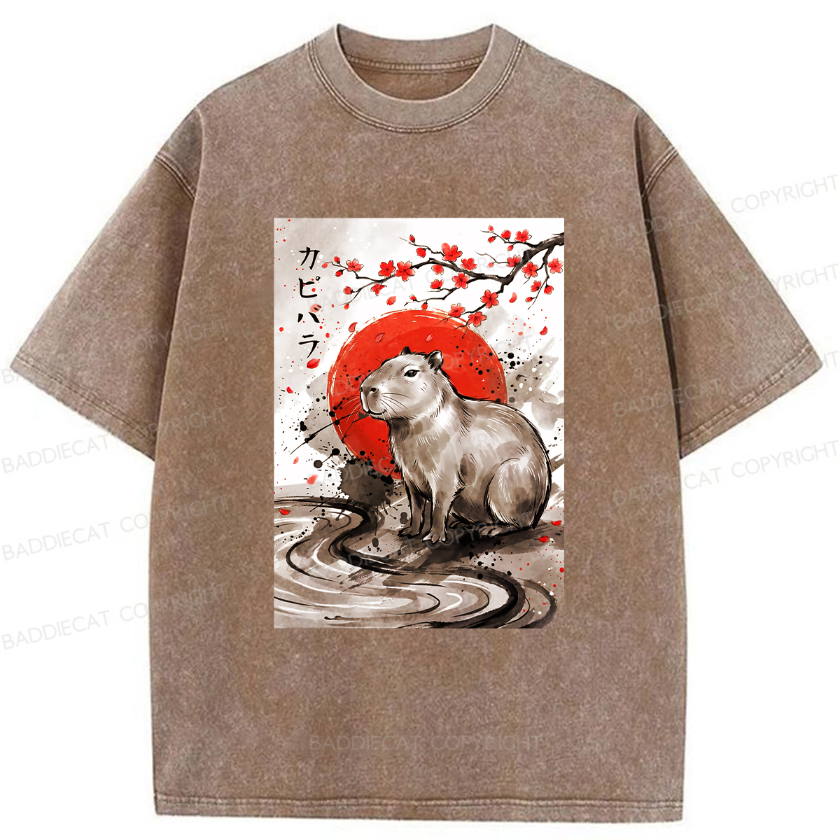 Baddiecat Samurai Dolphin Washed T-shirt