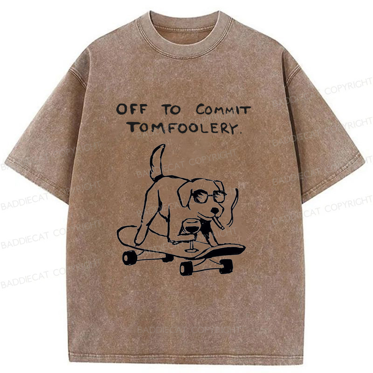 Baddiecat Cool Dog Is Ready To Do Something Bad Washed T-shirt