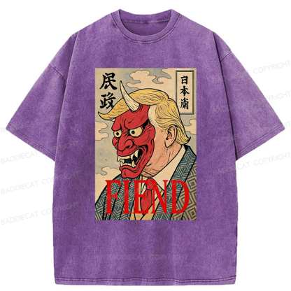 Baddiecat Japanese Style devil Fiend Washed T-shirt