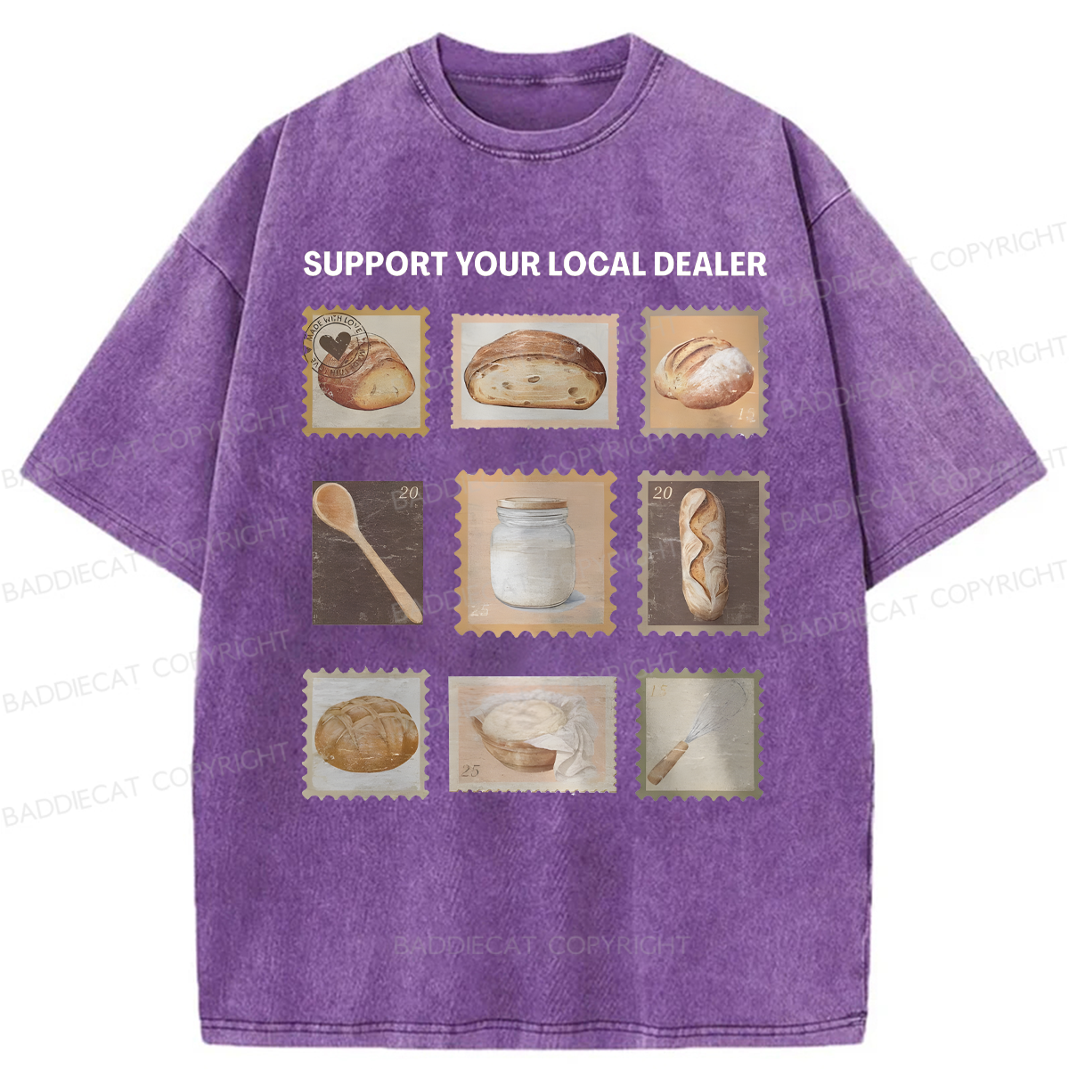 Baddiecat Bake Bread Washed T-shirt