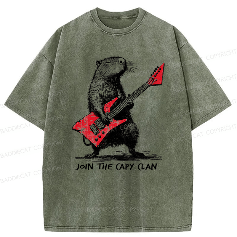 Baddiecat Capybara Rock Washed T-shirt