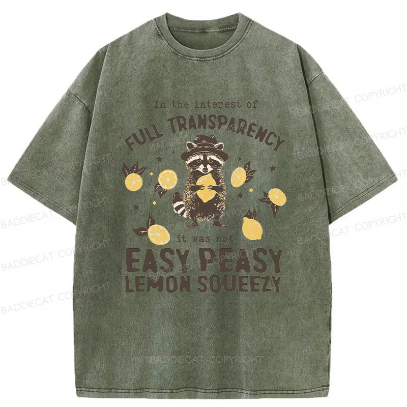 Baddiecat Raccoon Easy Peasy Lemon Squeezy Washed T-shirt