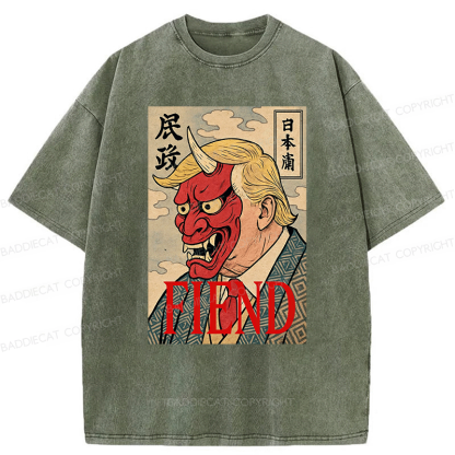 Baddiecat Japanese Style devil Fiend Washed T-shirt