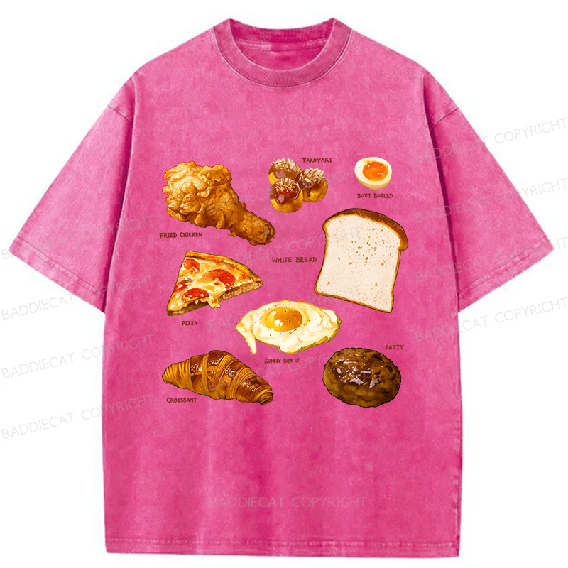 Baddiecat Food Washed T-shirt