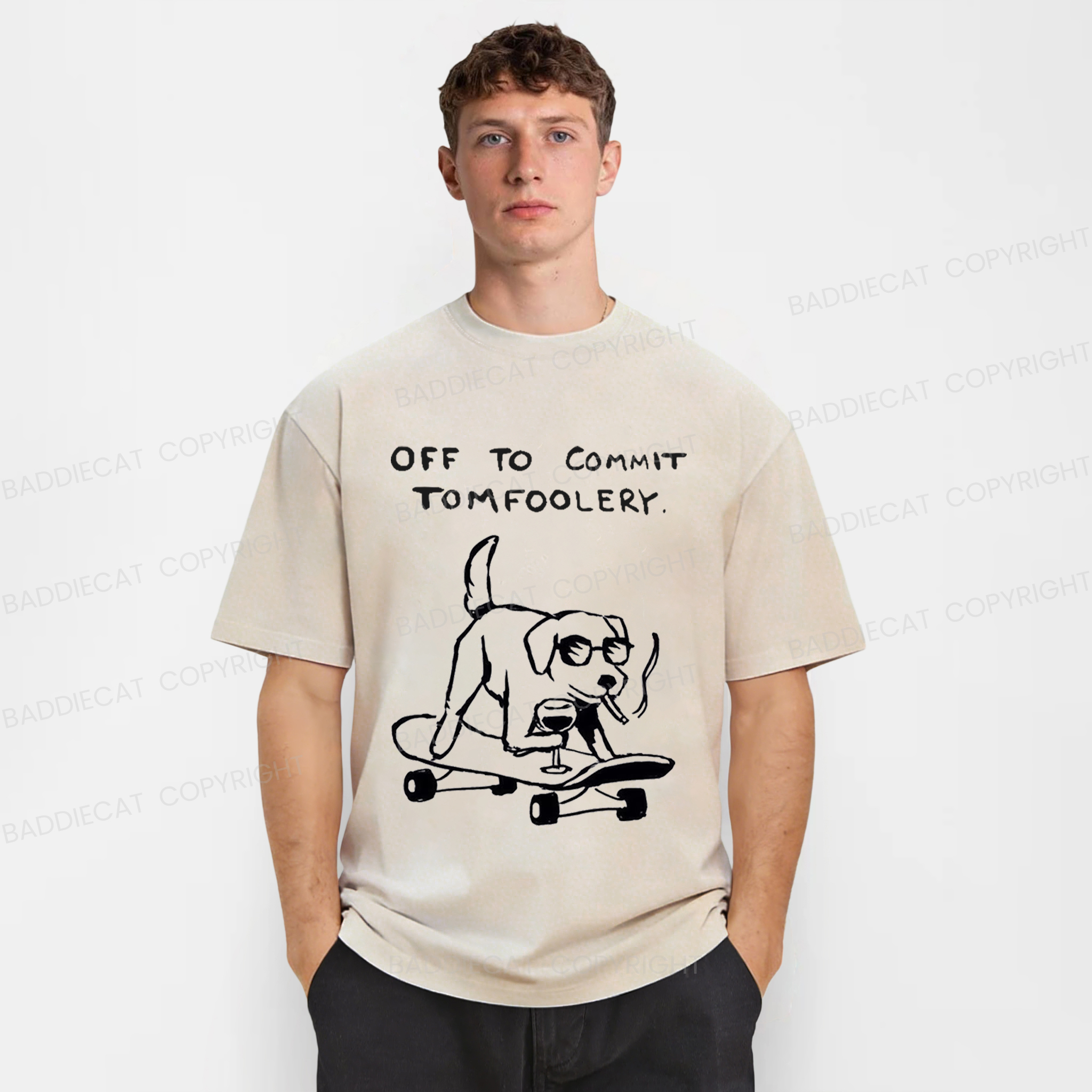 Baddiecat Cool Dog Is Ready To Do Something Bad Washed T-shirt