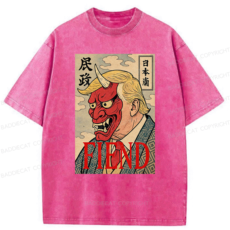 Baddiecat Japanese Style devil Fiend Washed T-shirt