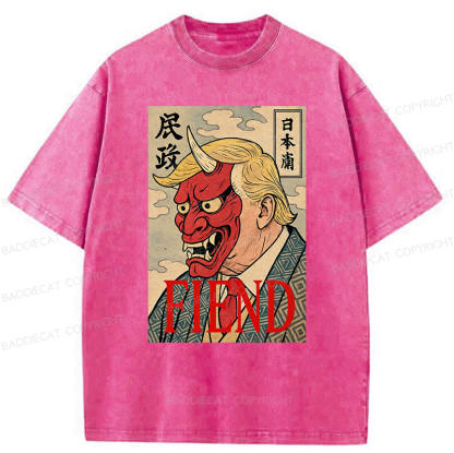 Baddiecat Japanese Style devil Fiend Washed T-shirt