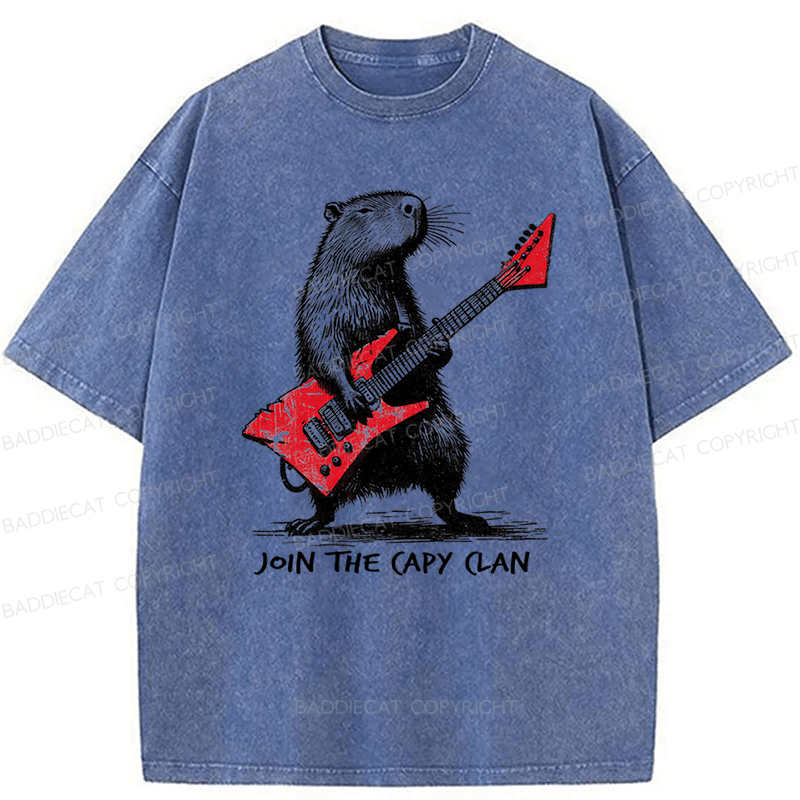 Baddiecat Capybara Rock Washed T-shirt