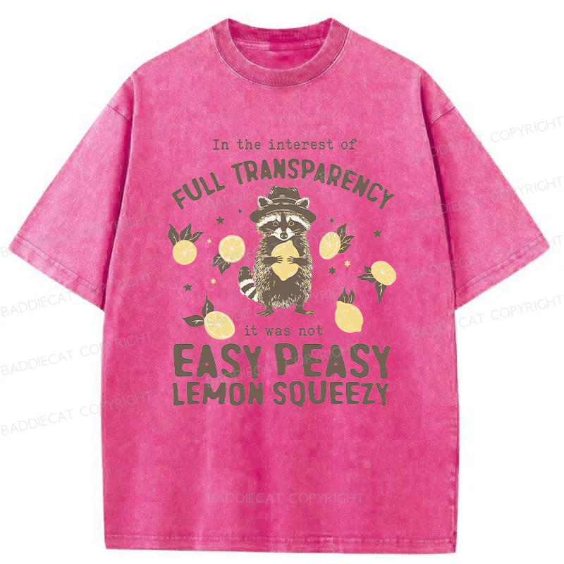 Baddiecat Raccoon Easy Peasy Lemon Squeezy Washed T-shirt