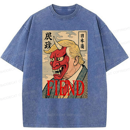 Baddiecat Japanese Style devil Fiend Washed T-shirt