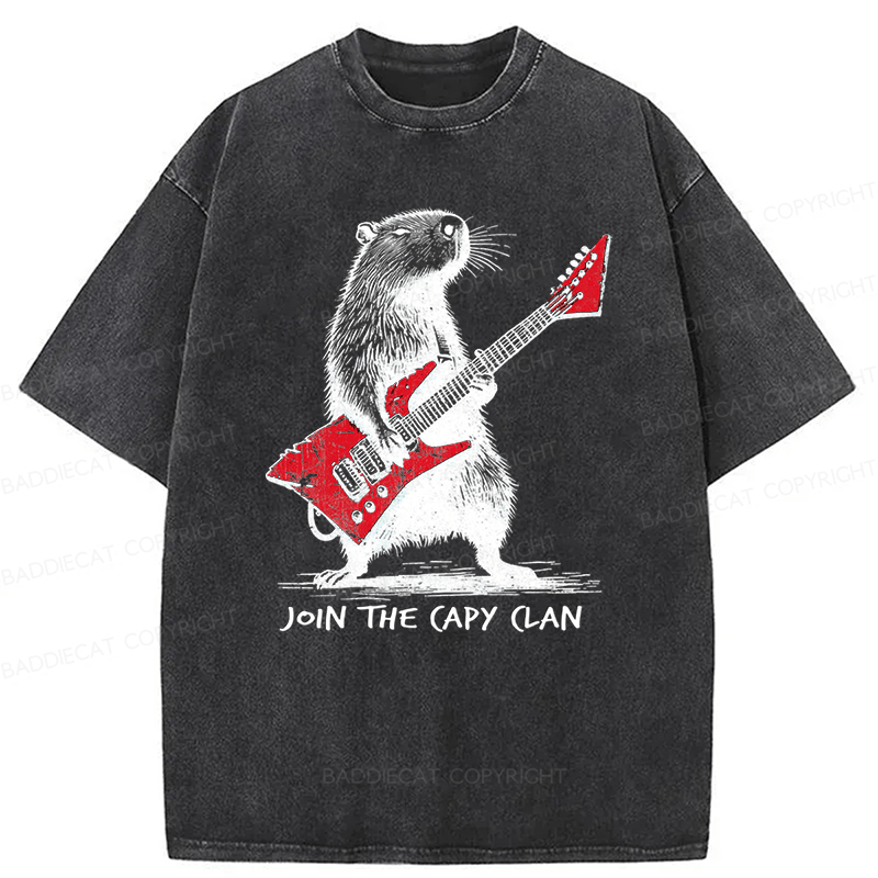 Baddiecat Capybara Rock Washed T-shirt