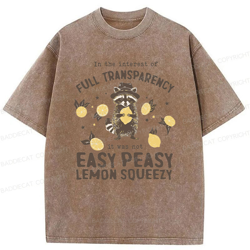 Baddiecat Raccoon Easy Peasy Lemon Squeezy Washed T-shirt