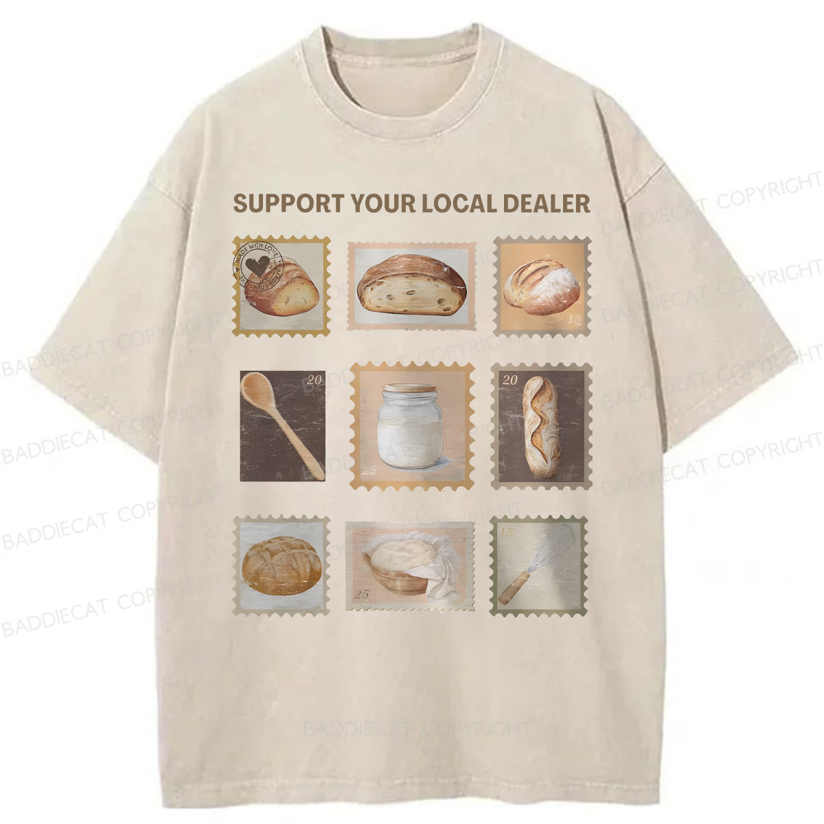 Baddiecat Bake Bread Washed T-shirt