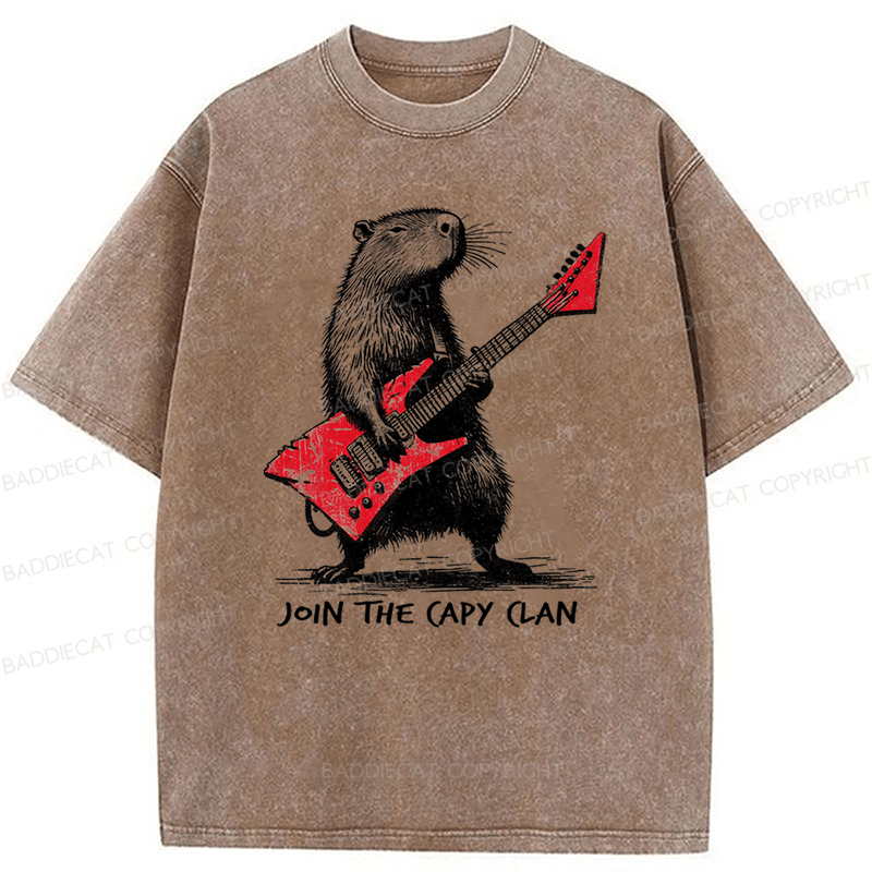 Baddiecat Capybara Rock Washed T-shirt