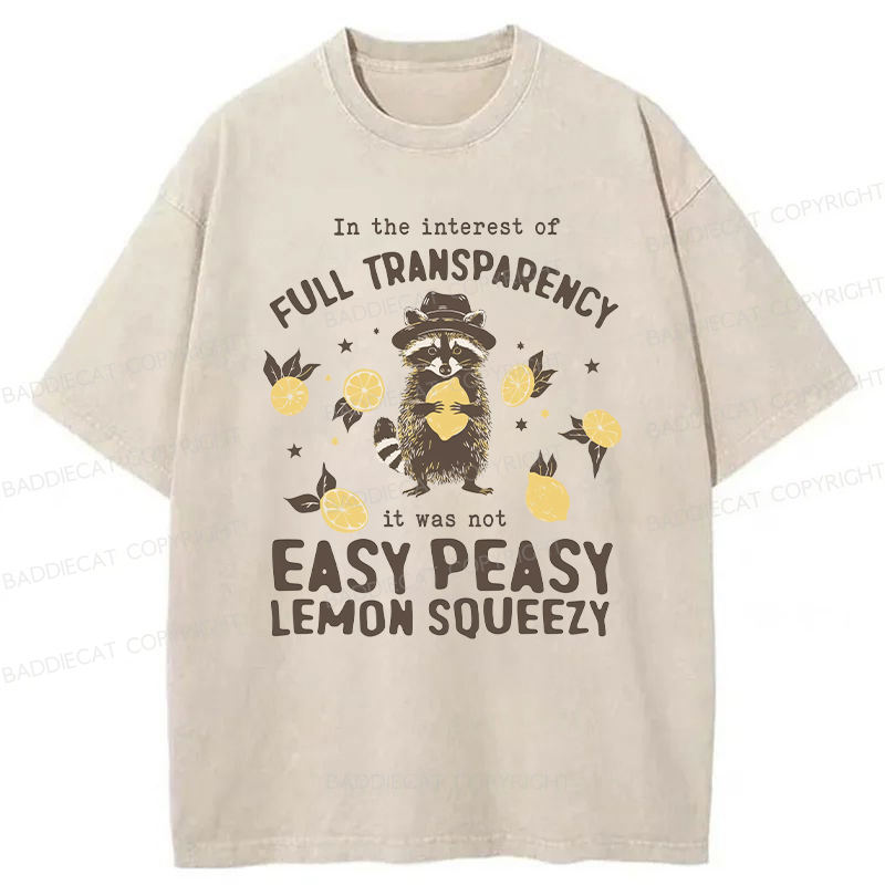 Baddiecat Raccoon Easy Peasy Lemon Squeezy Washed T-shirt
