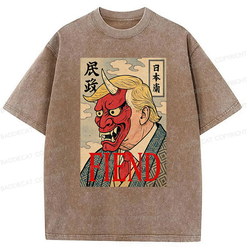 Baddiecat Japanese Style devil Fiend Washed T-shirt