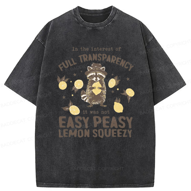 Baddiecat Raccoon Easy Peasy Lemon Squeezy Washed T-shirt