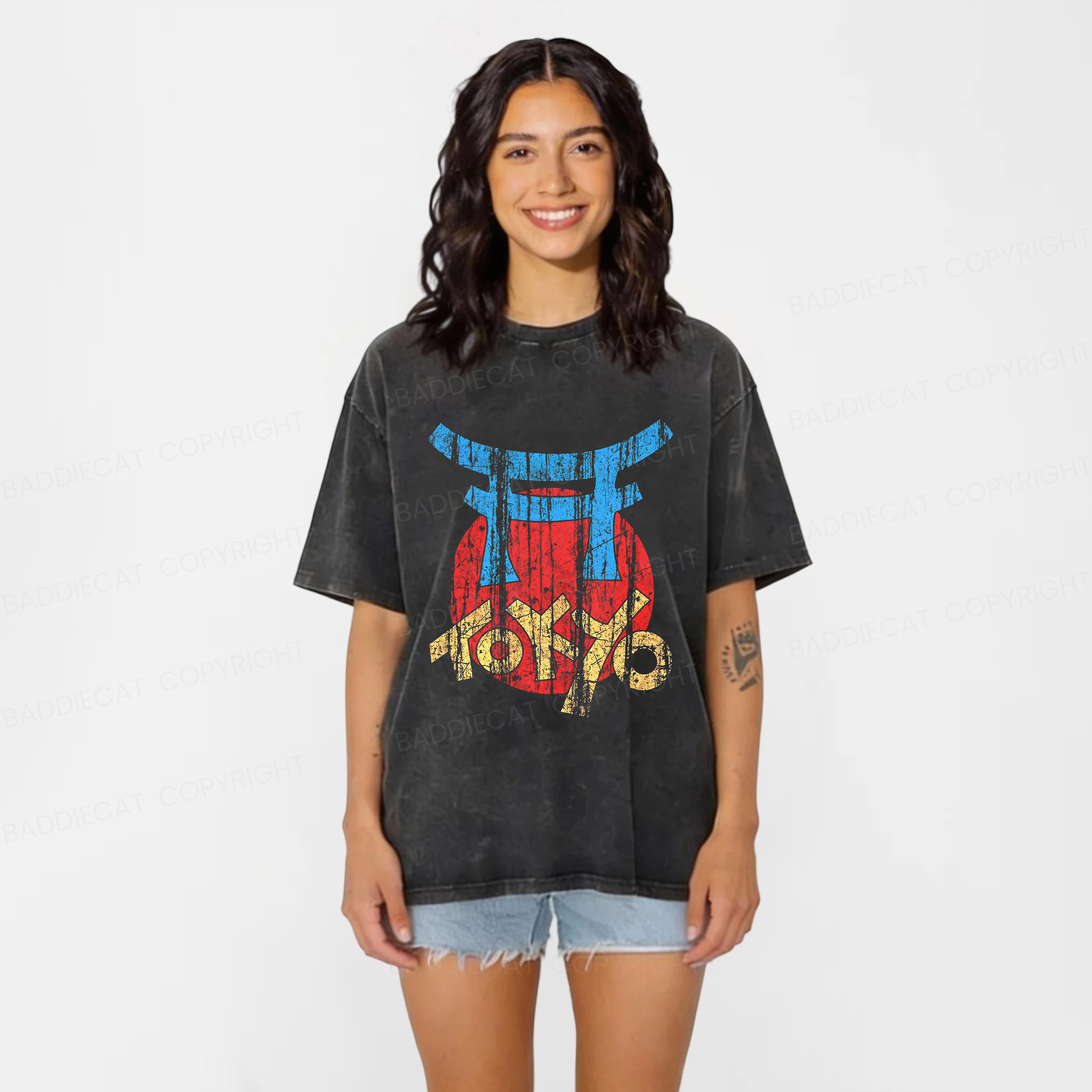 Baddiecat Tokyo Washed T-shirt