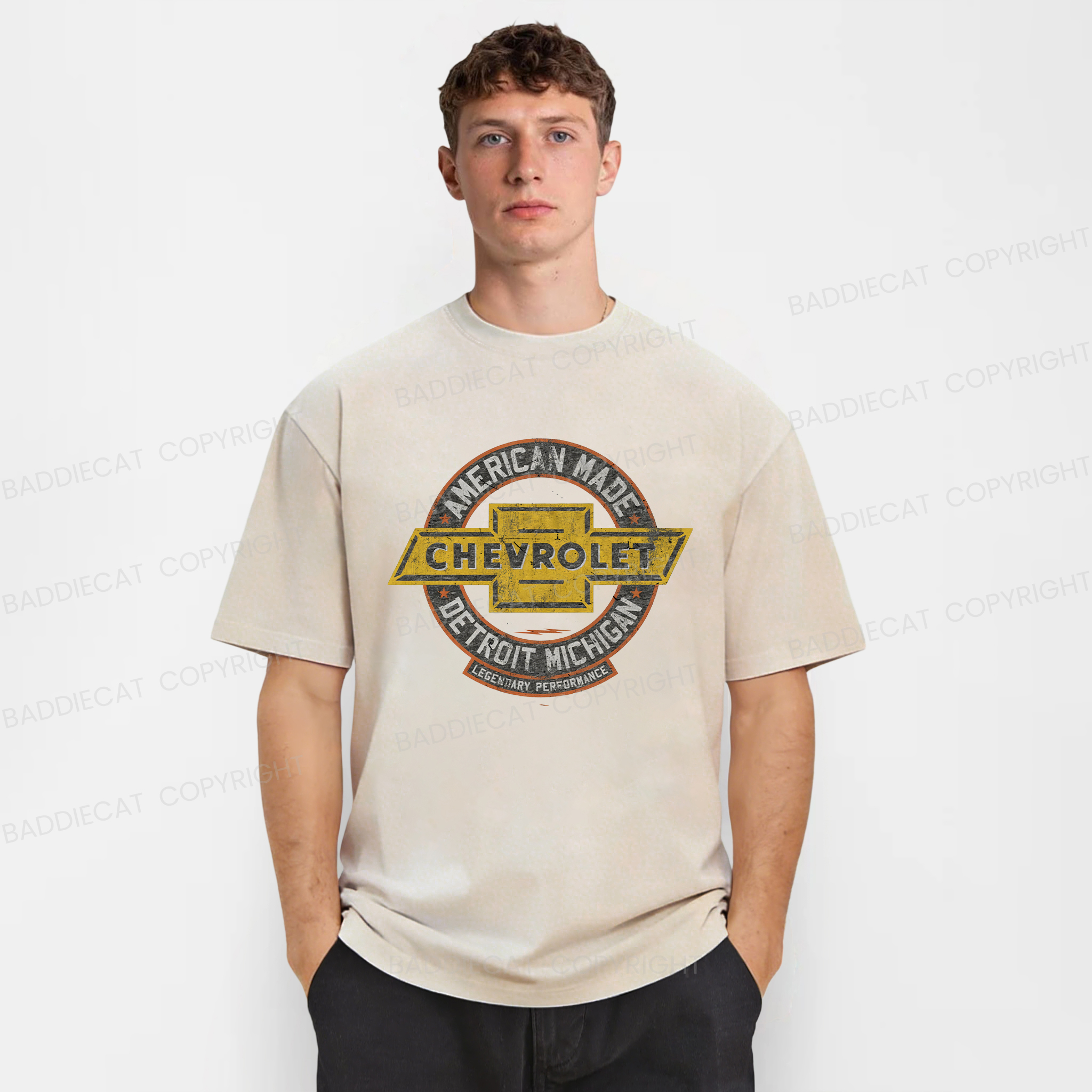 Baddiecat Chevrolet Logo Washed T-shirt