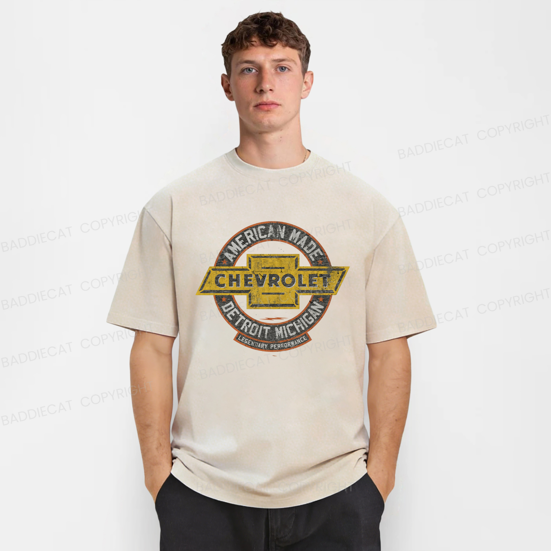 Baddiecat Chevrolet Logo Washed T-shirt