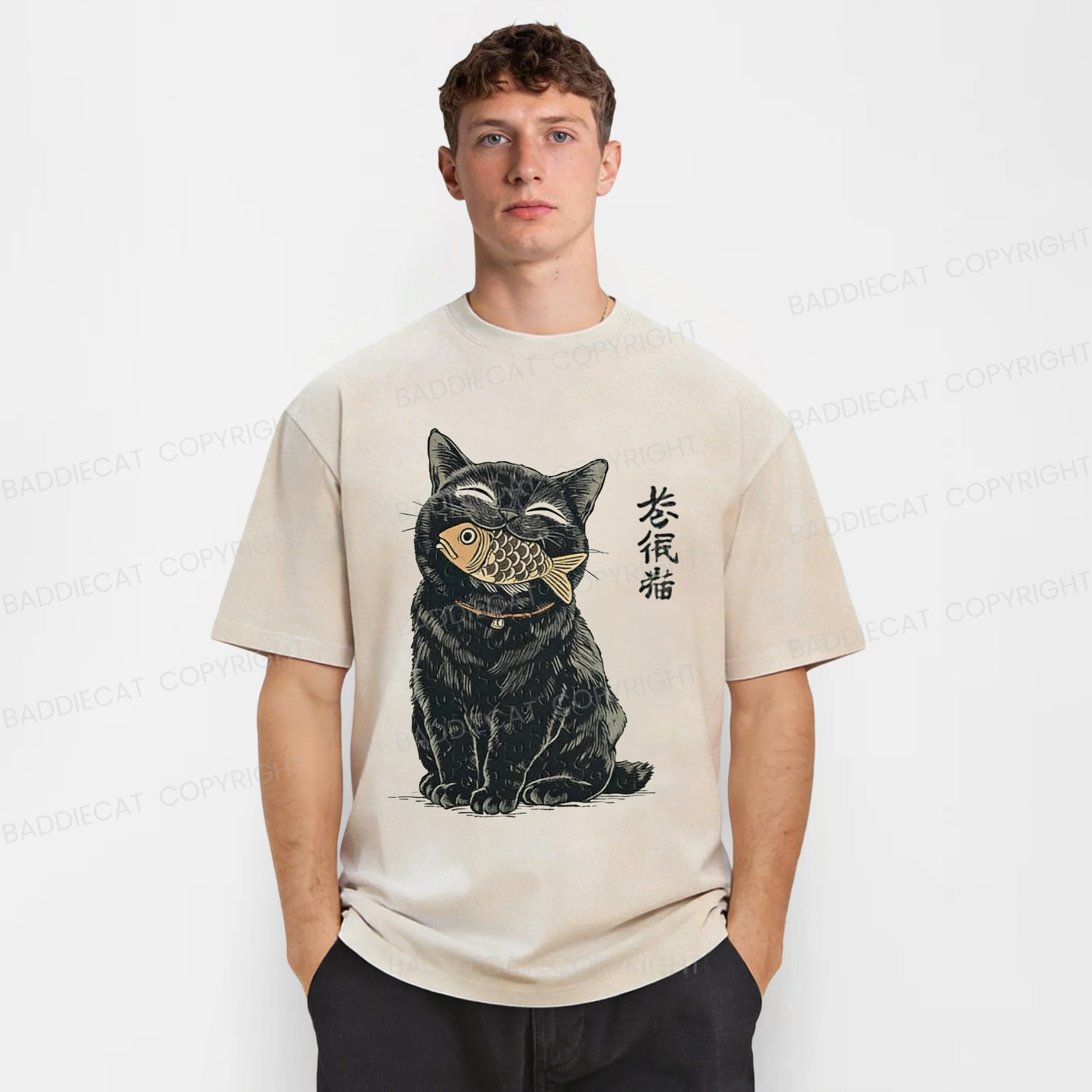 Baddiecat Lucky Cat Washed T-shirt
