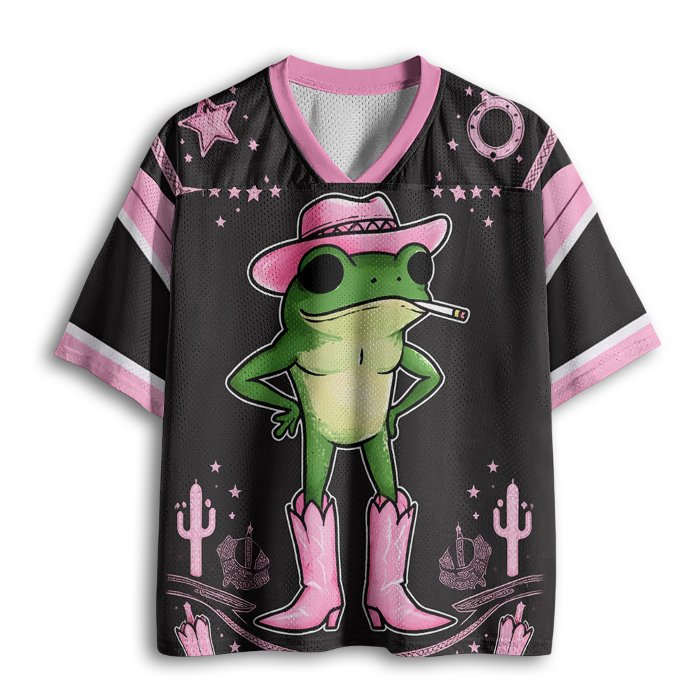Baddiecat Western Frog In Pink Mesh Jersey