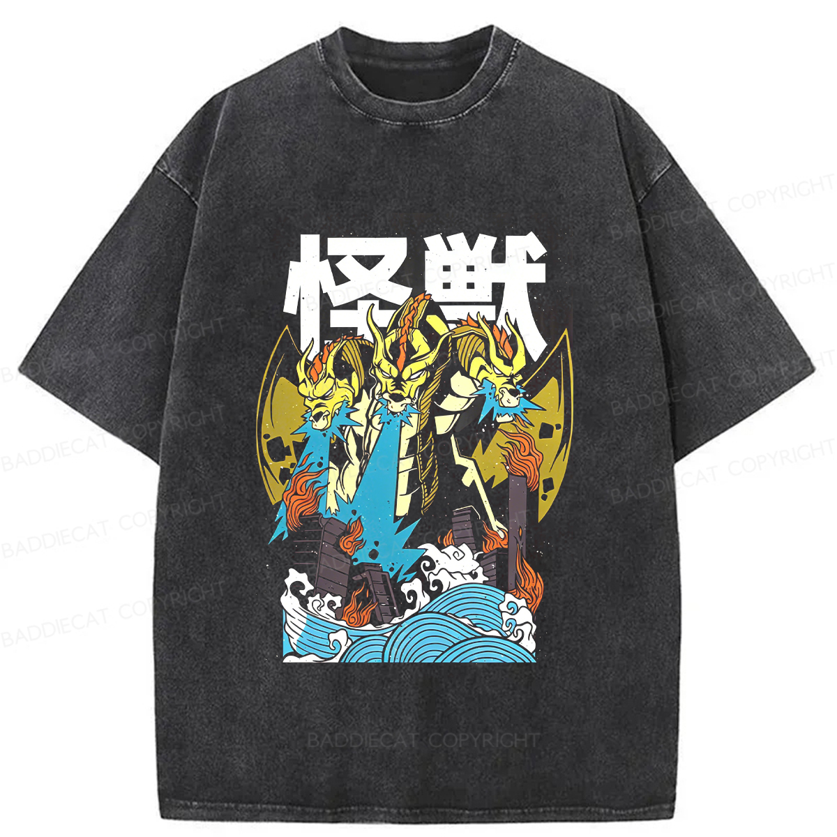 Baddiecat King Ghidorah Washed T-shirt