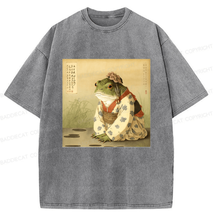 Baddiecat Japanese Frog Washed T-shirt