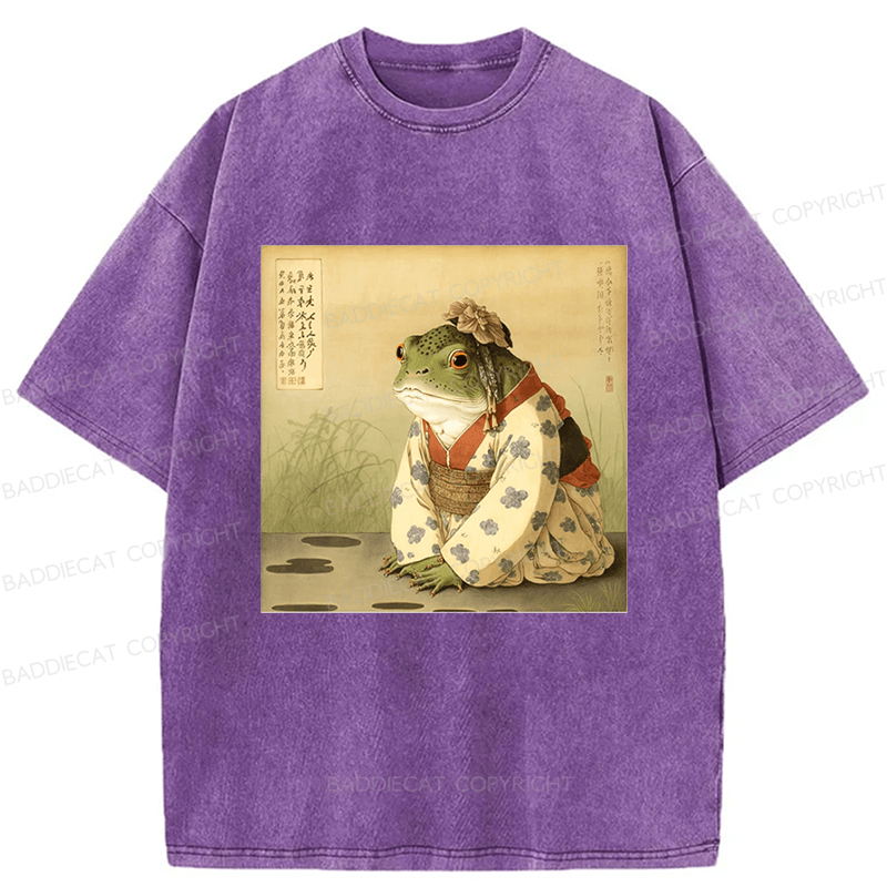 Baddiecat Japanese Frog Washed T-shirt