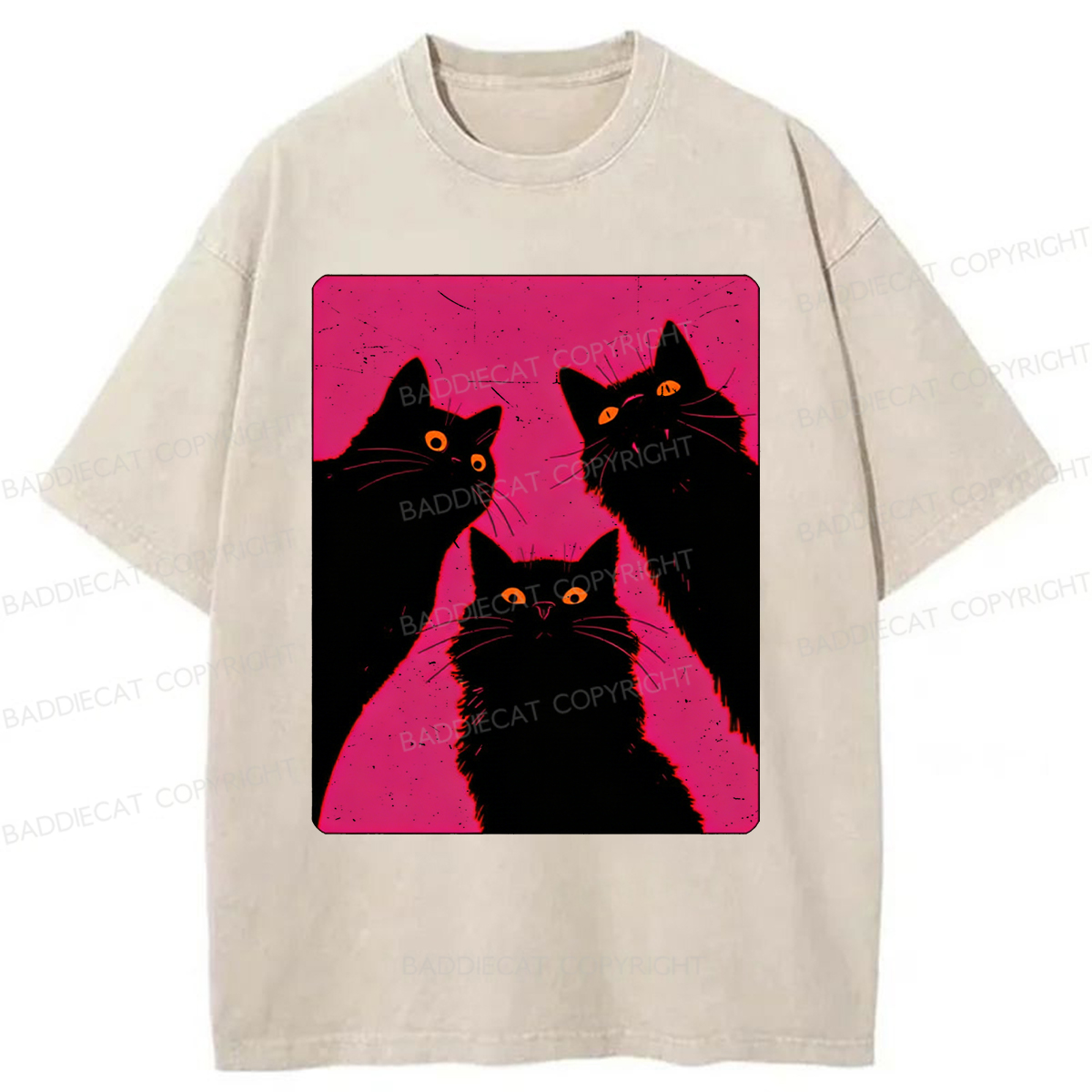 Baddiecat Black Cats It's Time To Wake Up Washed T-shirt