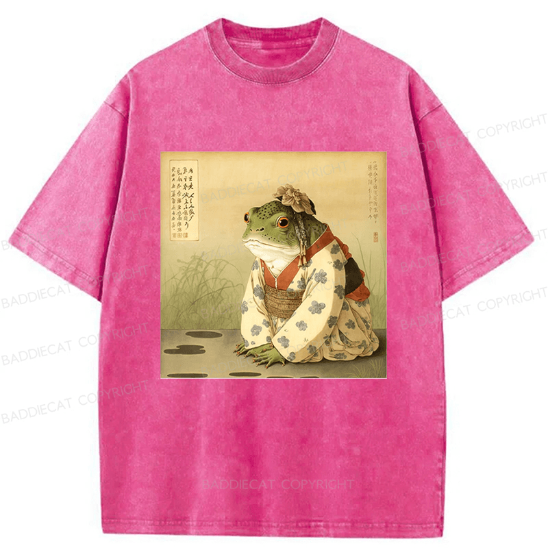Baddiecat Japanese Frog Washed T-shirt