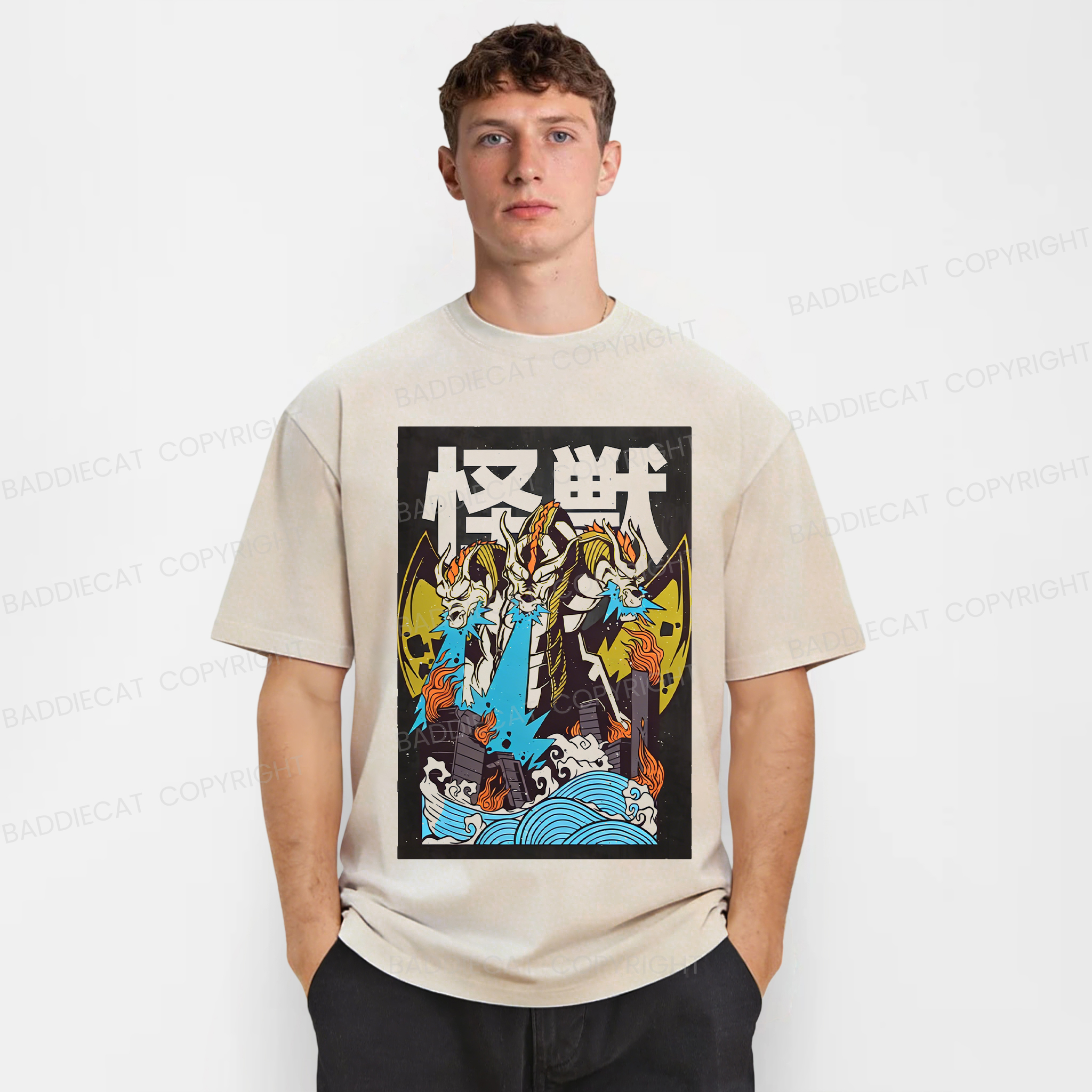 Baddiecat King Ghidorah Washed T-shirt