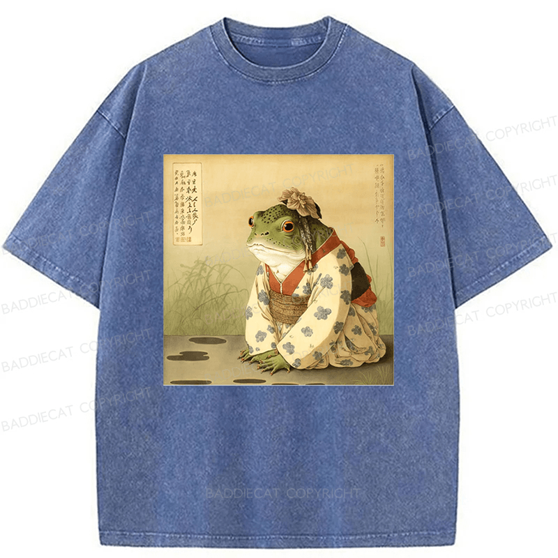 Baddiecat Japanese Frog Washed T-shirt