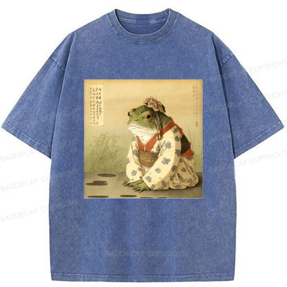 Baddiecat Japanese Frog Washed T-shirt