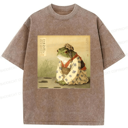 Baddiecat Japanese Frog Washed T-shirt