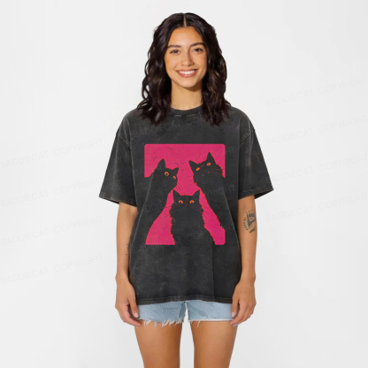 Baddiecat Black Cats It's Time To Wake Up Washed T-shirt
