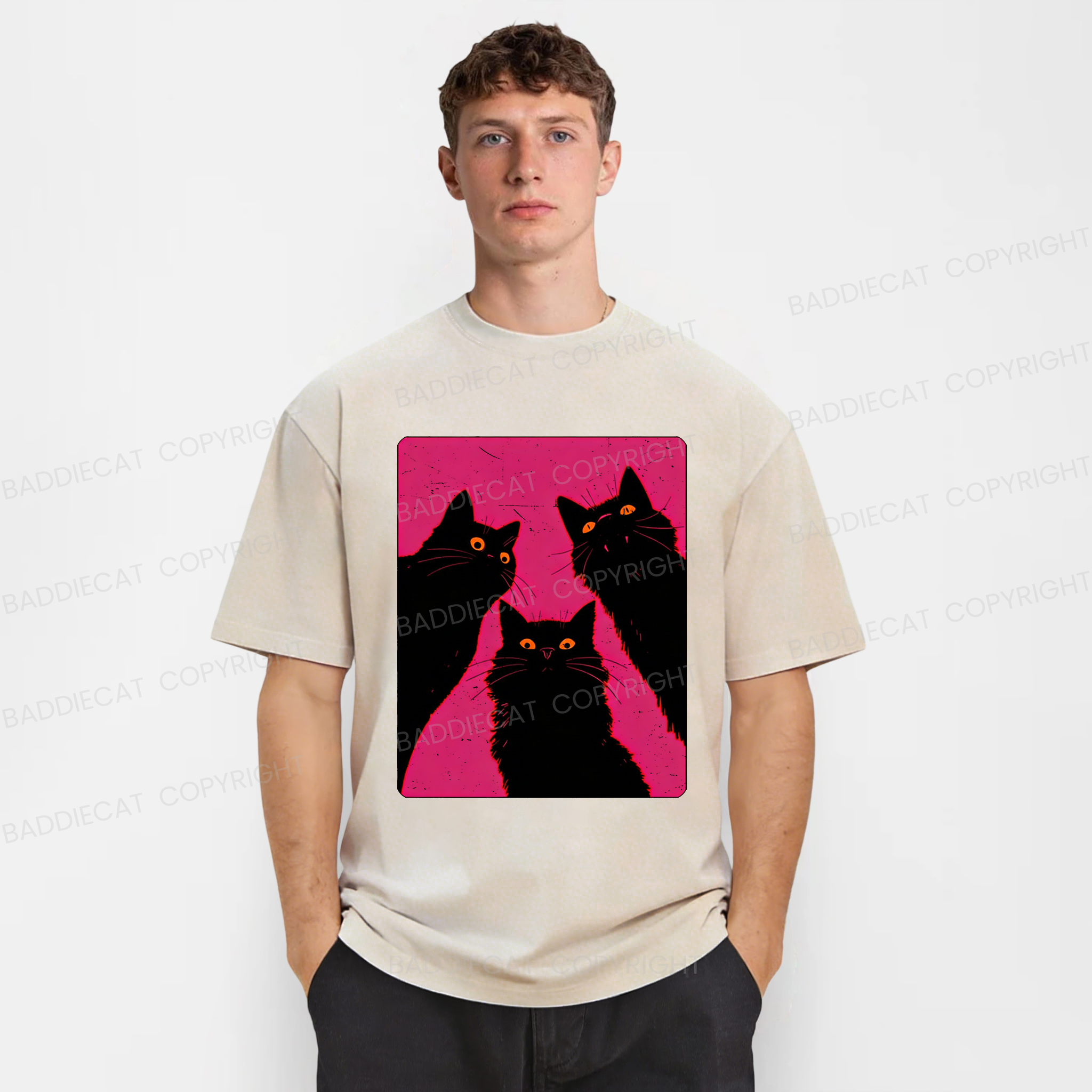 Baddiecat Black Cats It's Time To Wake Up Washed T-shirt
