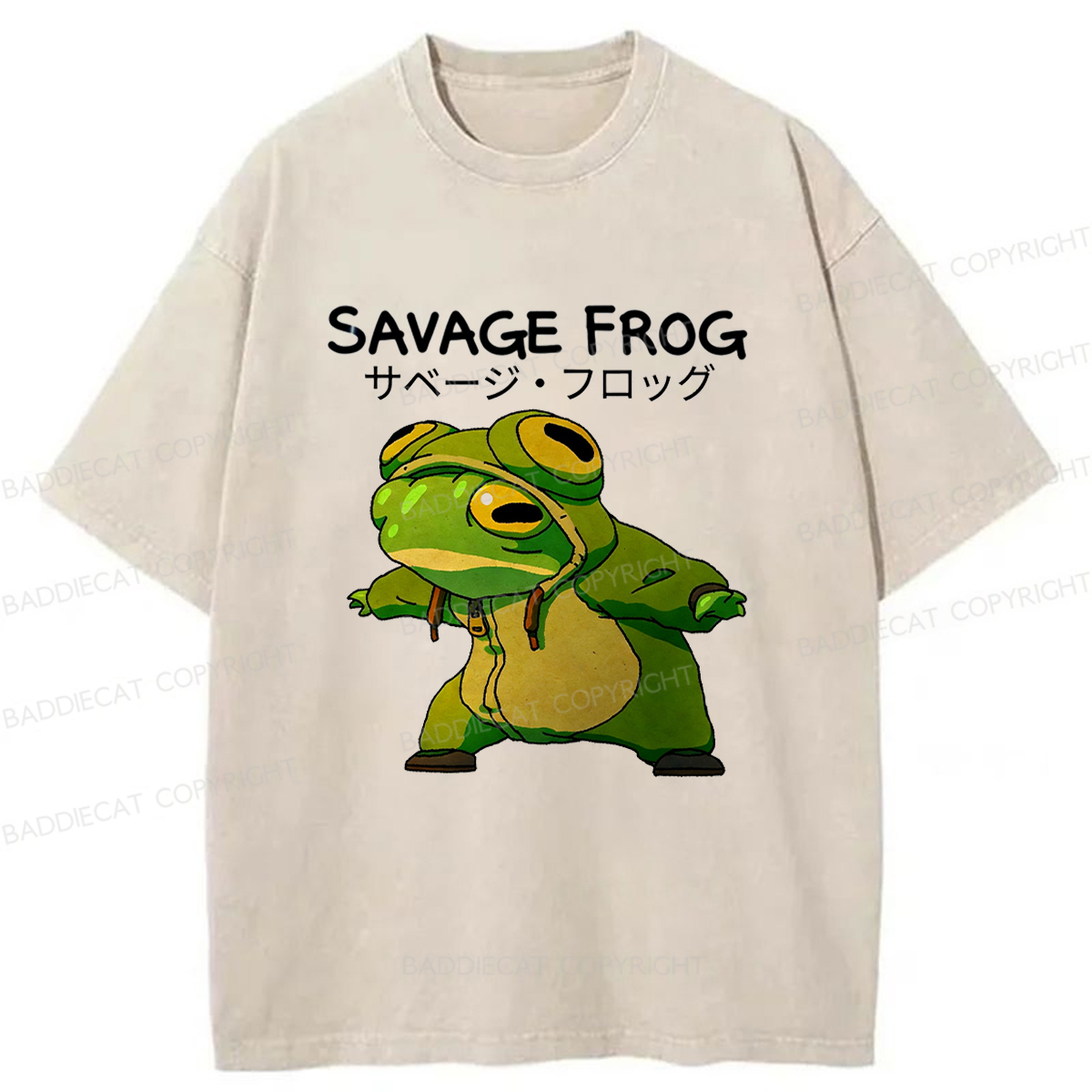 Baddiecat Savage Frog Washed T-Shirt