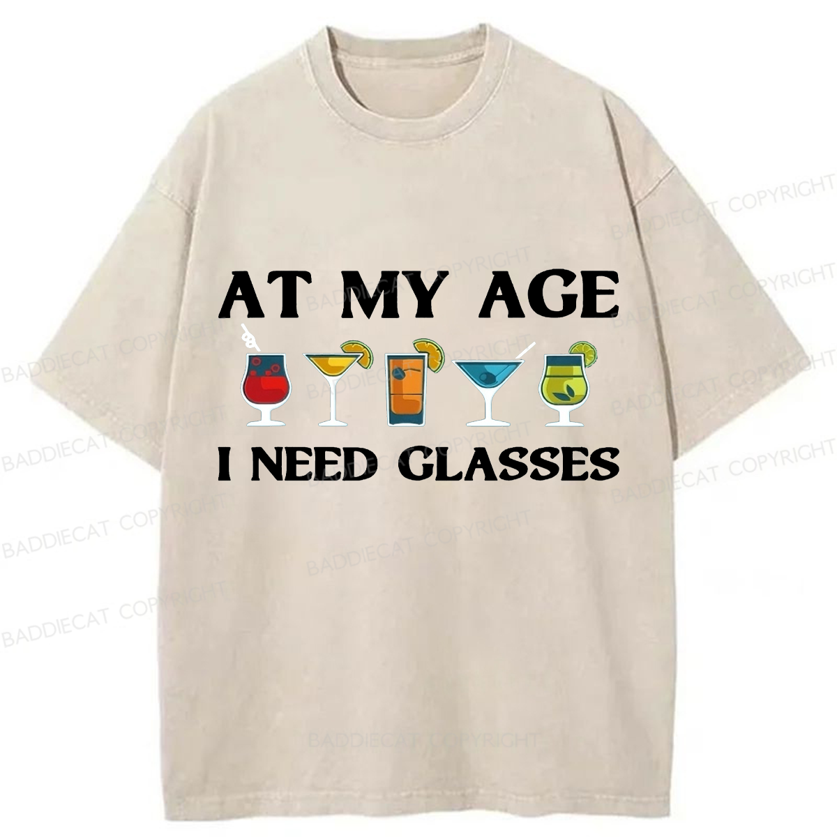 Baddiecat At My Age I Need Glasses Washed T-shirt