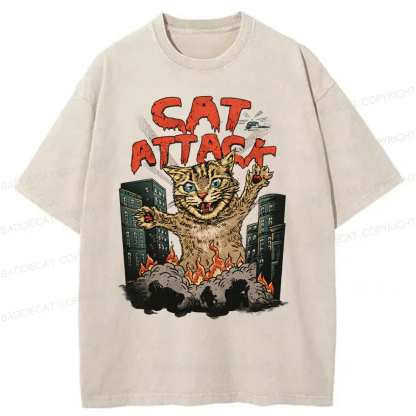 Baddiecat Cat Attack Washed T-shirt