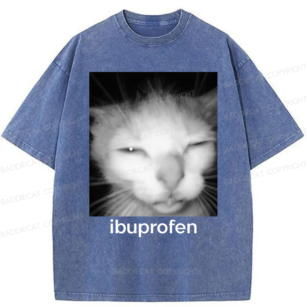 Baddiecat Ibuprofen Cat Funny Meme Washed T-shirt