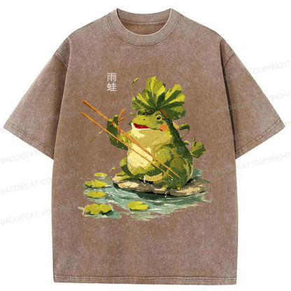 Baddiecat Tree Frog Washed T-shirt