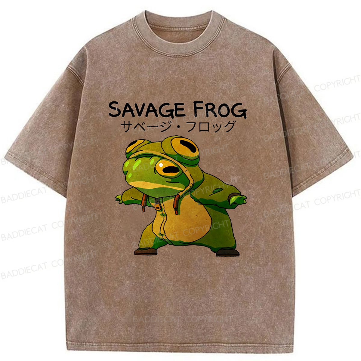 Baddiecat Savage Frog Washed T-Shirt