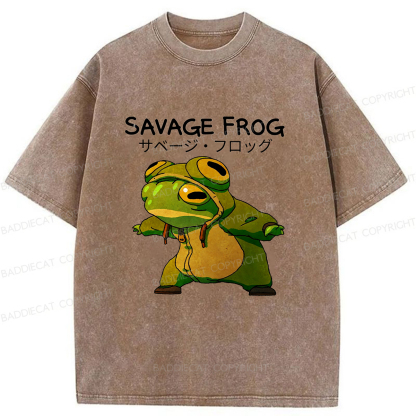 Baddiecat Savage Frog Washed T-Shirt
