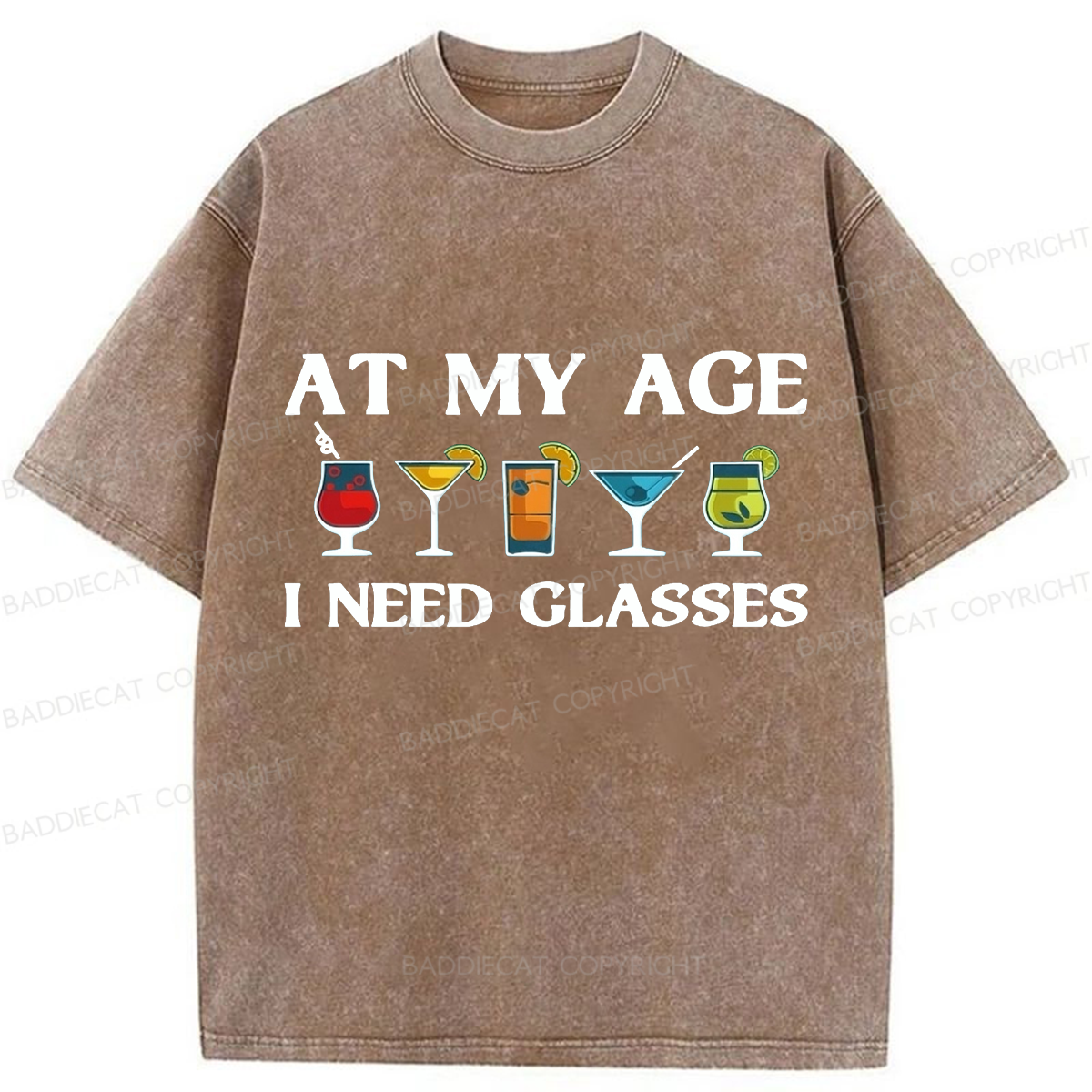 Baddiecat At My Age I Need Glasses Washed T-shirt